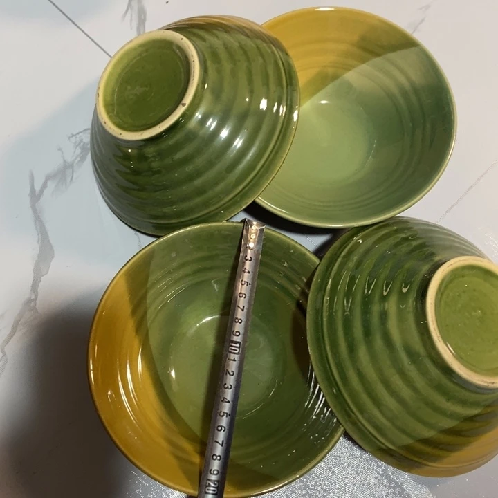 瓷片五厂三色斗笠面碗4个微瑕疵口径20.5厘米