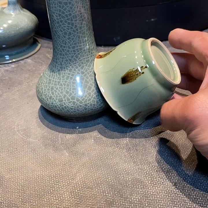 手工艺品琉璃齐****瓷龙泉青瓷龙永图杯书画大展