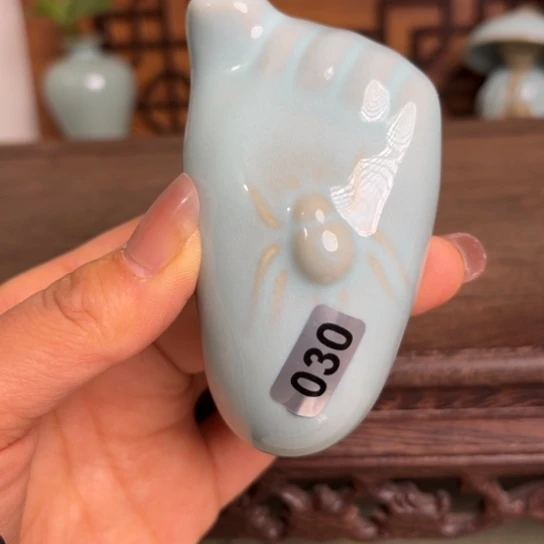 杯030原矿天青釉知足常乐