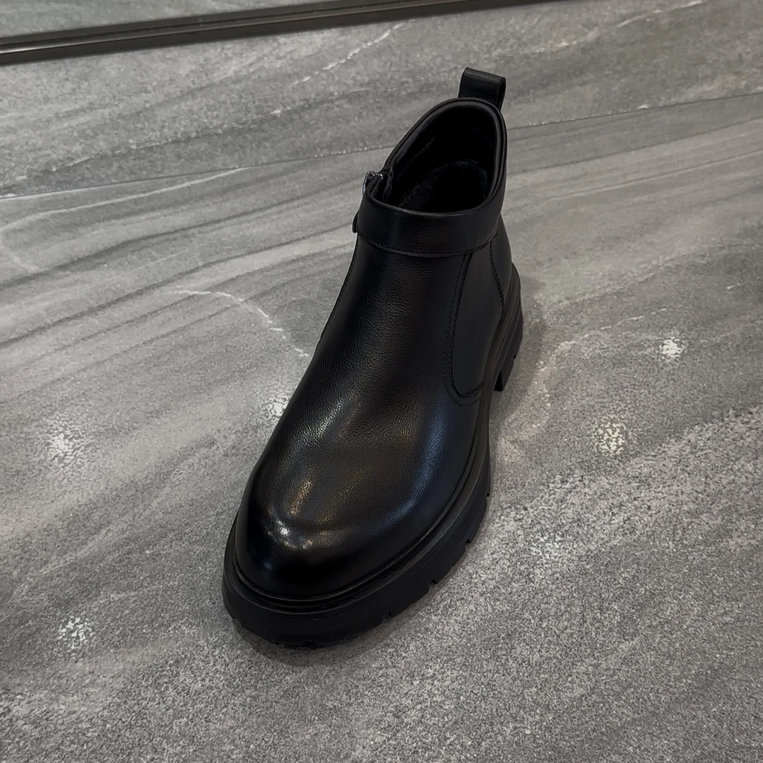 极简风侧拉链英伦风高帮切尔西靴百搭一脚蹬厚底