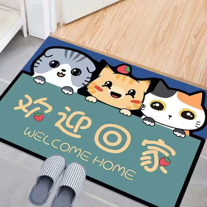 可爱卡通水晶绒地垫浴室卫生间防滑垫卧室门口脚垫入