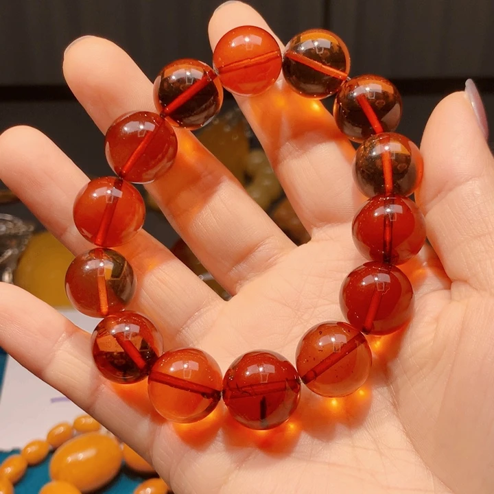 漫***光手链琥珀未镶嵌波兰设计款琥珀蜜蜡