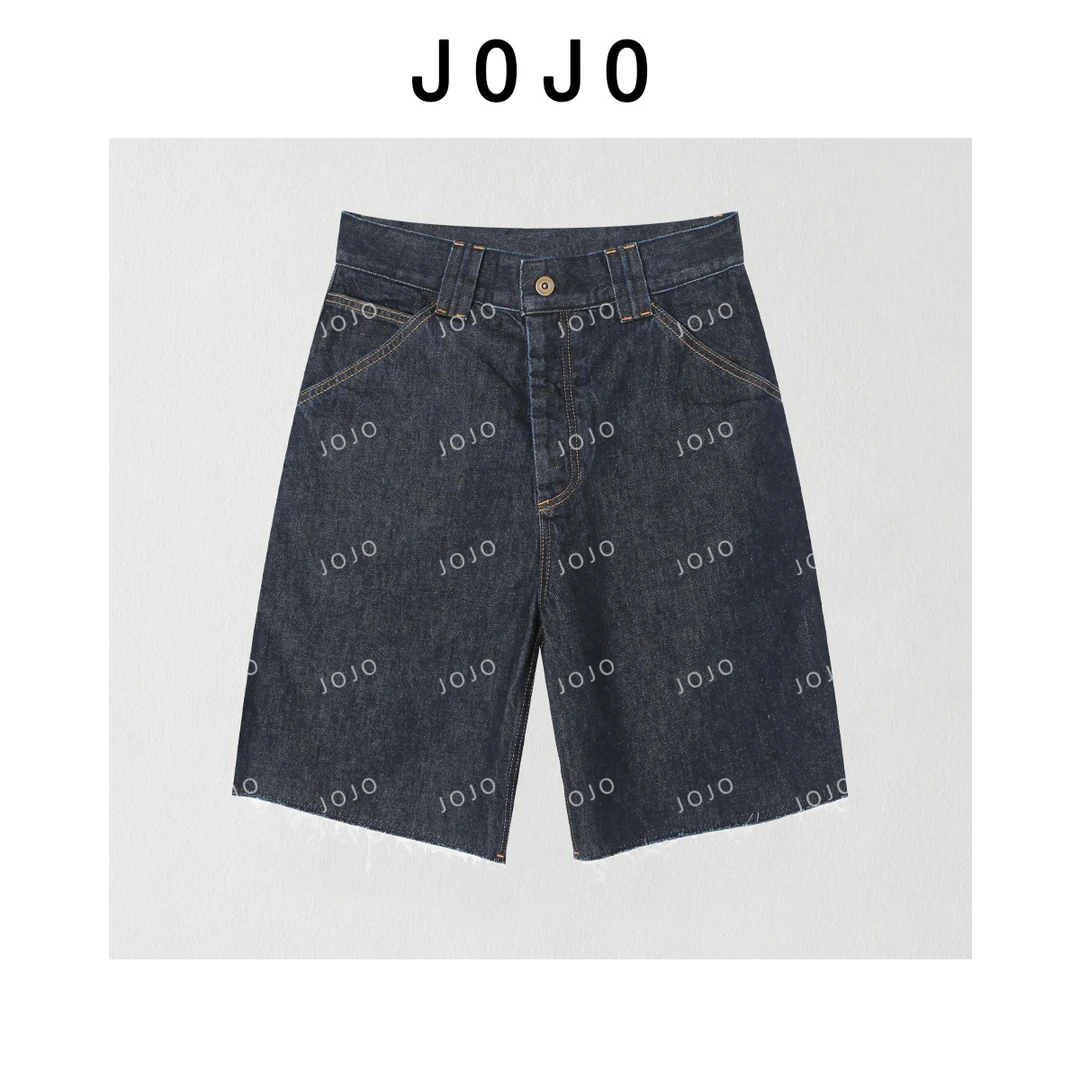 玖了个玖 2025夏新款薄款宽松直筒简约百搭休闲牛仔短裤2507C4128