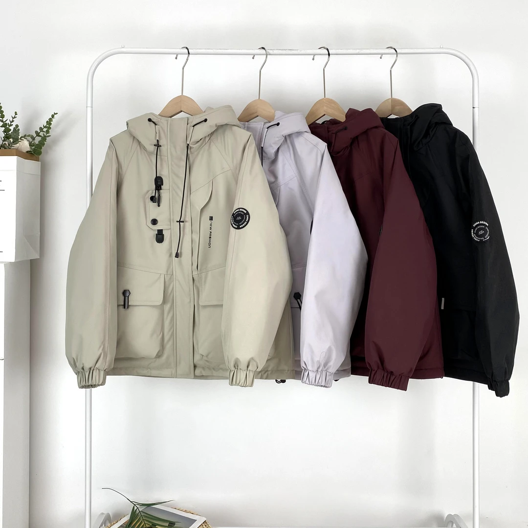 韩版纯色连帽加厚外套女2024年冬新款时尚休闲保暖百搭上衣XA-919