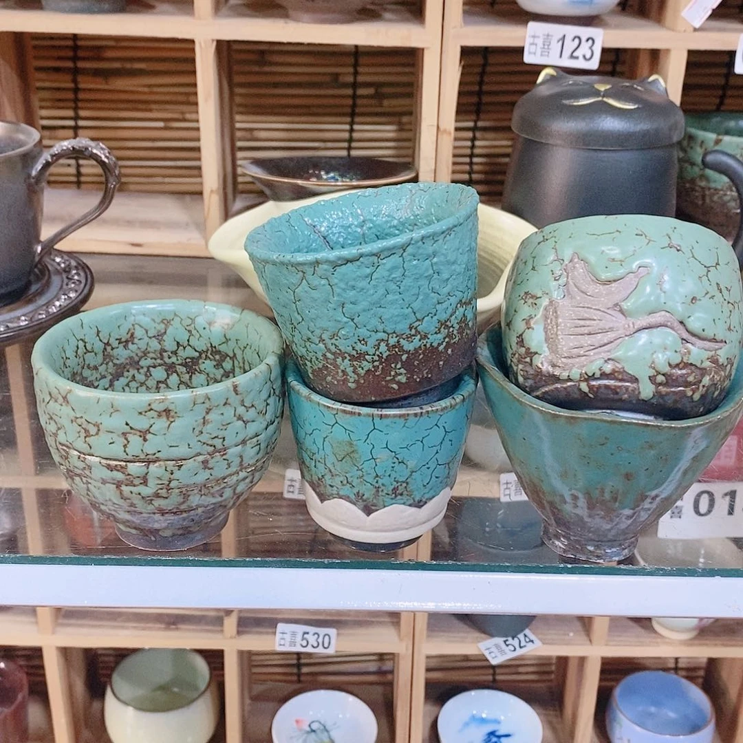 粗陶志野柴烧茶具