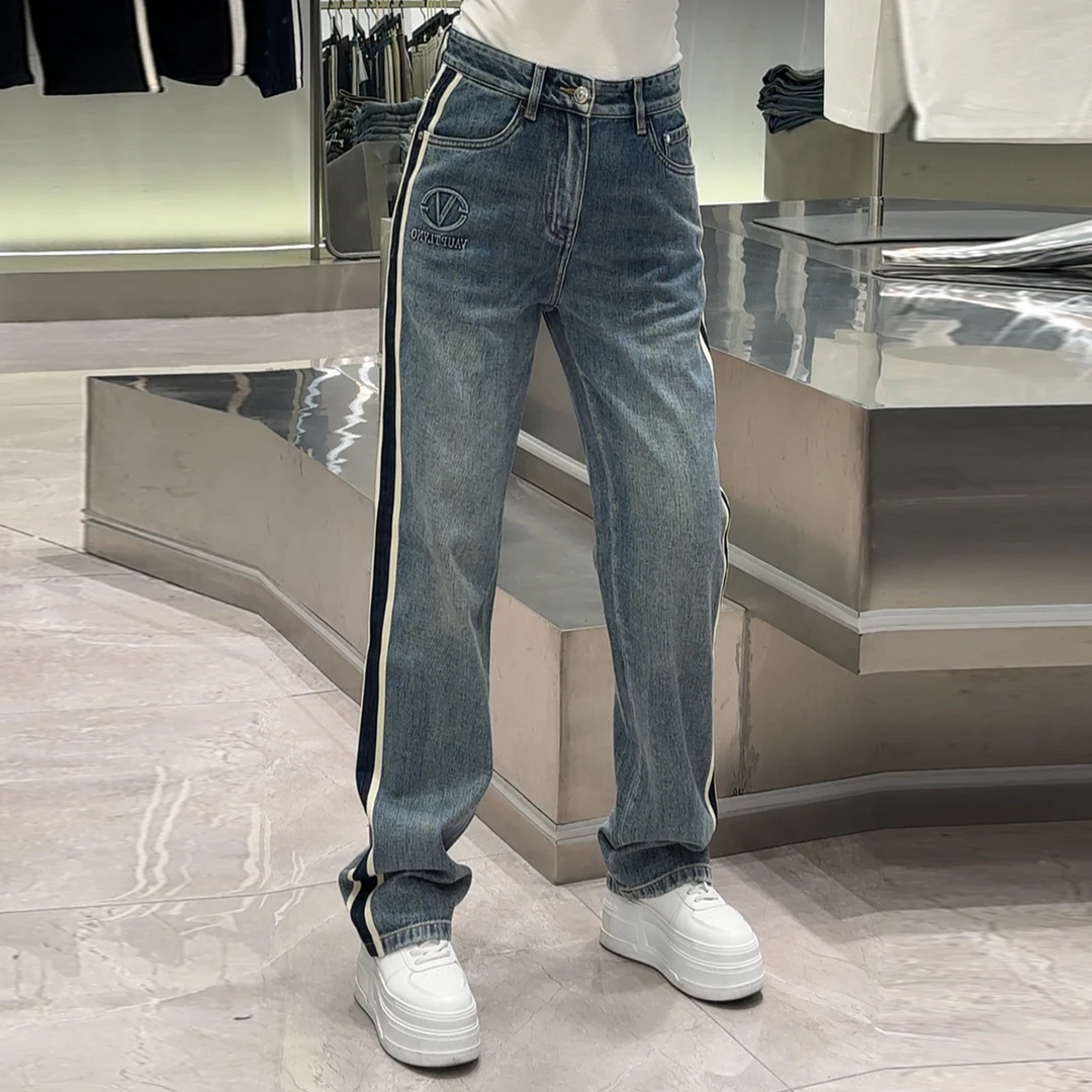 【华尔街名品】2025春夏新款时尚百搭高级感潮流织带牛仔裤-7802