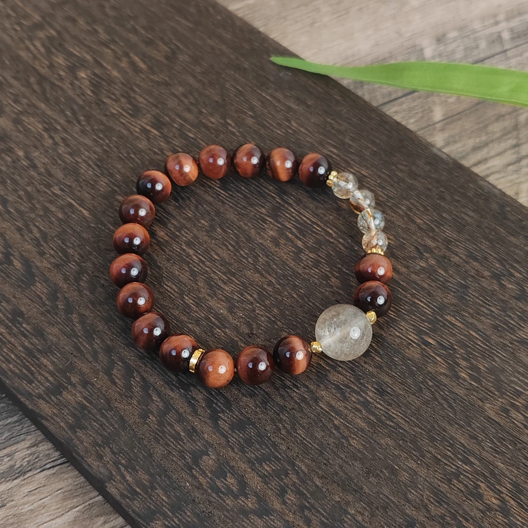 红虎眼灰兔毛单圈手串