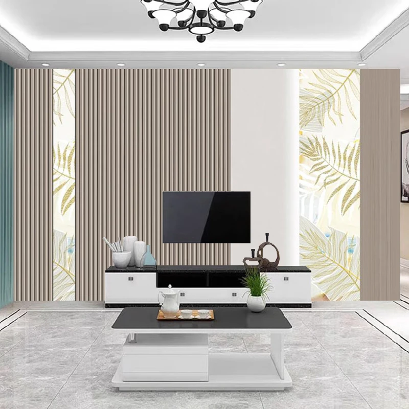 无缝定制影视墙壁画墙布简约格栅轻奢电视背景墙壁纸客厅沙发墙贴