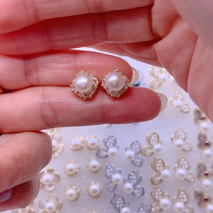 合金耳饰淡水珍珠