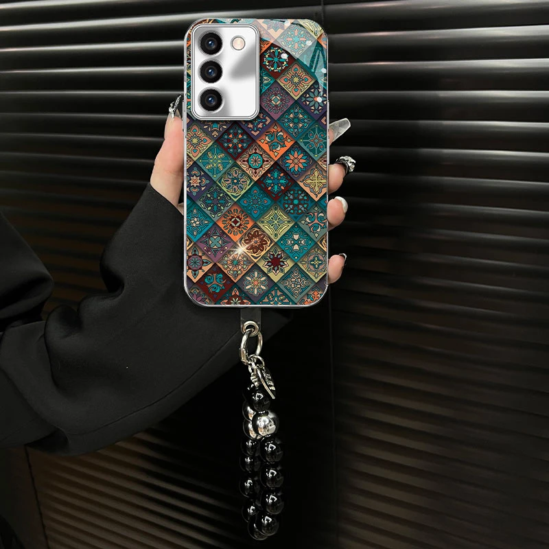 适用【vivos16e】玻璃壳五彩图腾ins风网红创意个性防摔手机壳女款