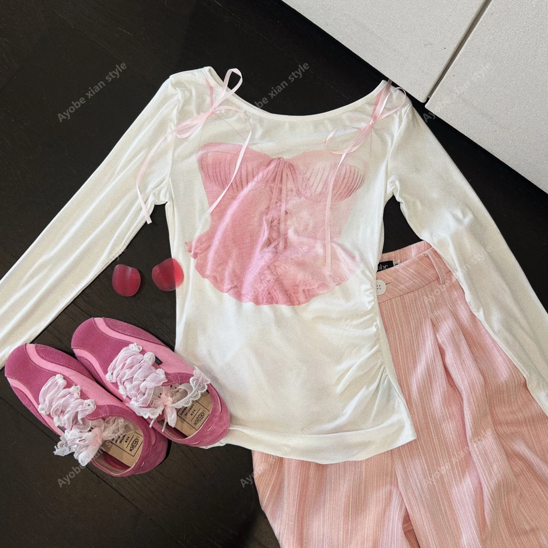 AYOBE小贤/樱花恋雪 显白氧气少女感早春时尚2025高级配色T恤