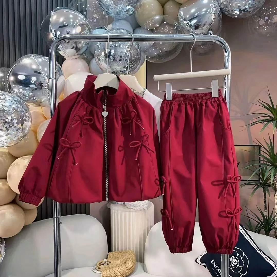 女童外套秋季套装2025新款洋气韩版秋装休闲冲锋衣儿童两件套套装