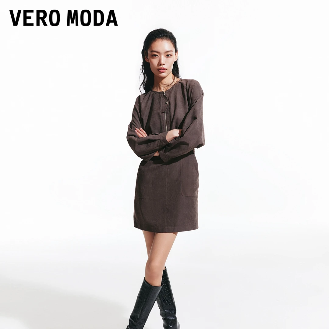 Vero Moda雅丹风连衣裙女新款H版凸显腰身美拉德百搭32437D005