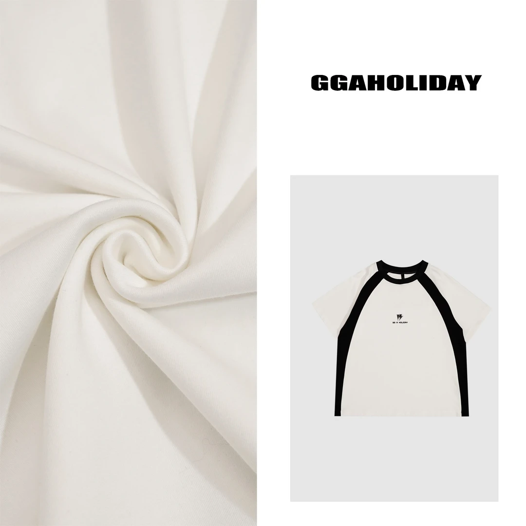 GGAHOLIDAY美式黑白拼接设计显瘦夏季圆领宽松透气圆领T恤-152191