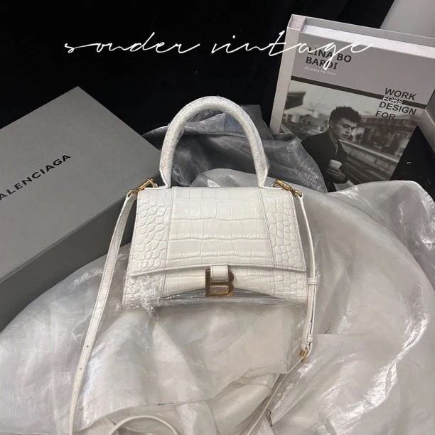 95新 Balenciaga/巴黎世家 巴黎世家s号亚纹白金沙漏包