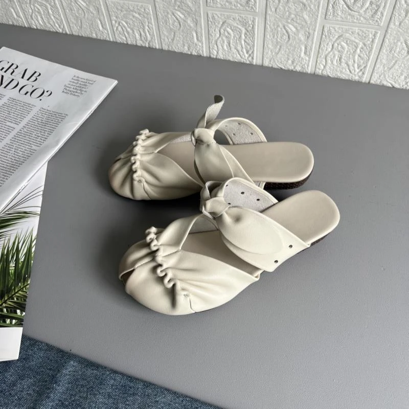 头层小众复古包头拖鞋女2025夏季新款时尚百搭休闲平底外穿凉拖鞋