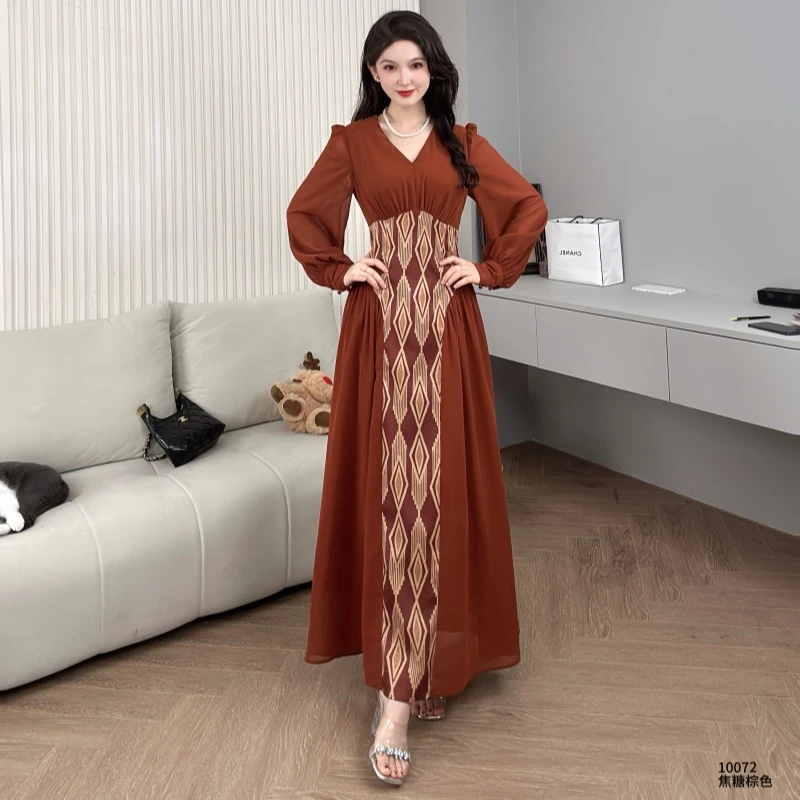 Saeda品牌女装设计师款艾德莱斯显瘦长款气质连衣裙YF10072