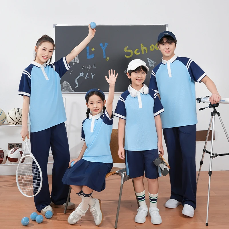 江西九江市2025新款中小学生统一校服一年级学生班服短袖运动套装