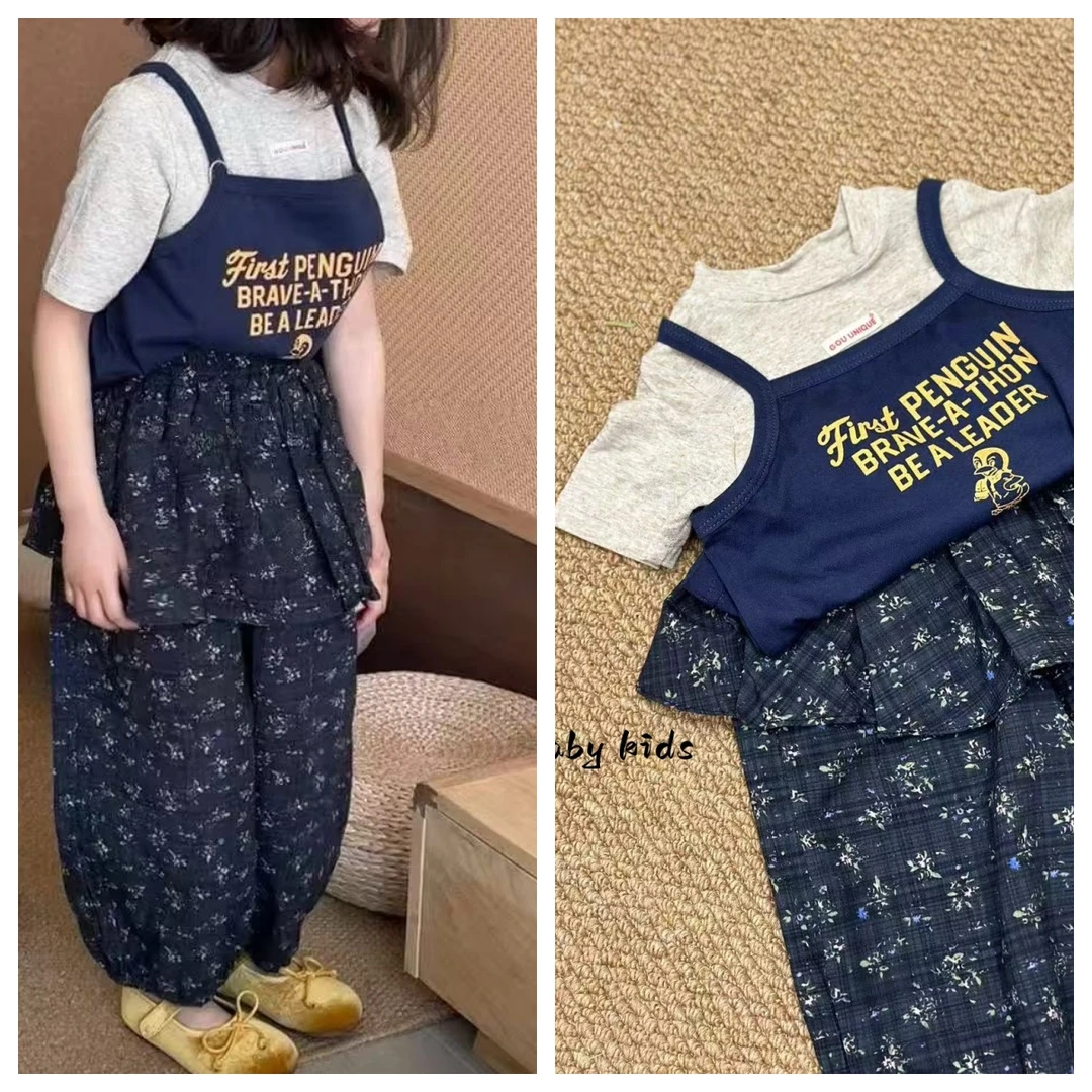 ab.baby女童夏款【田园】韩版小众休闲碎花屁帘裙裤束脚防蚊裤