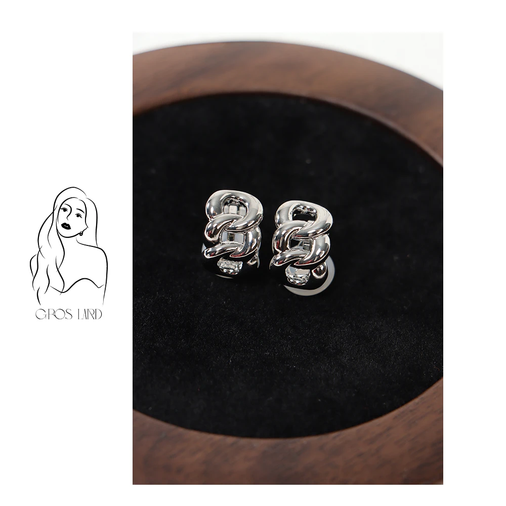 非金属耳饰 多肉宝贝金属链条质感耳夹DK2165