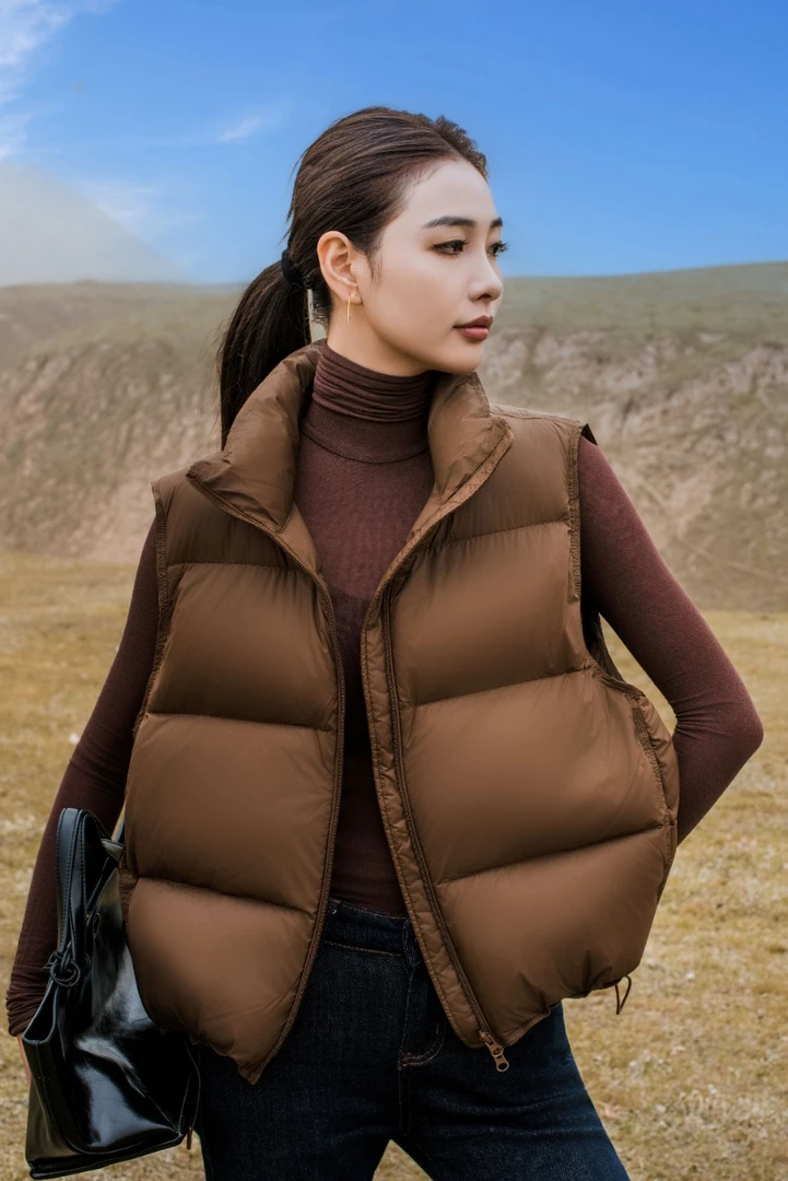 2025新款新国标95白鸭绒秋冬韩版立领羽绒马甲经典百搭女