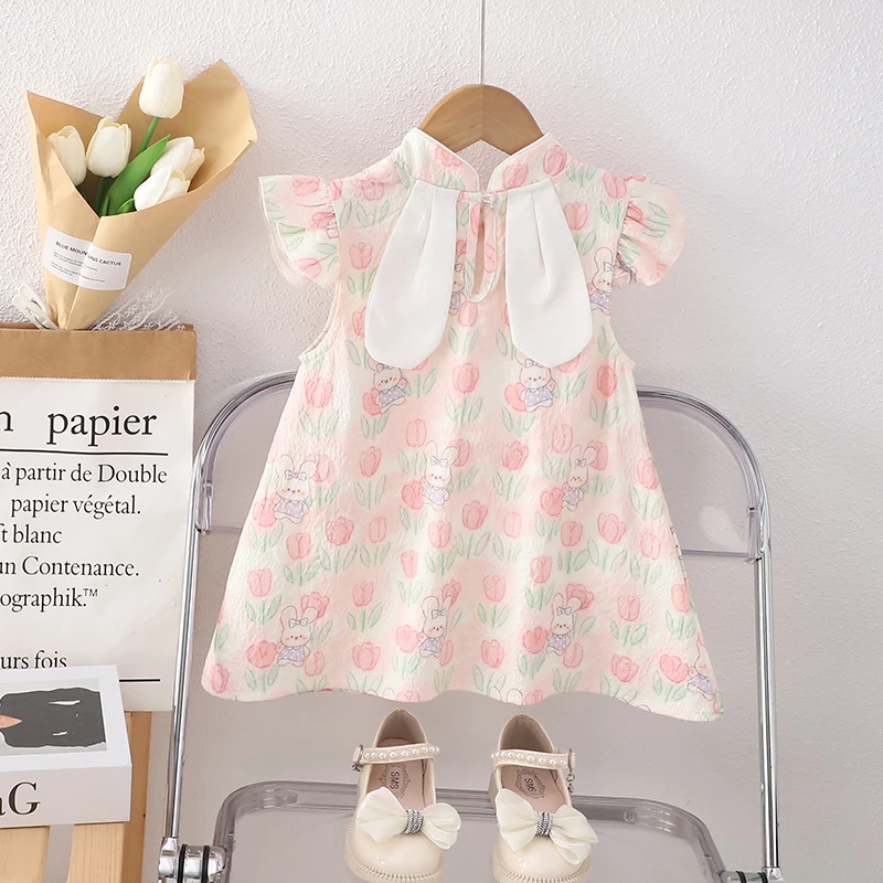 女童超萌新中式旗袍连衣裙女宝宝夏季新款洋气复古国风A字裙童装