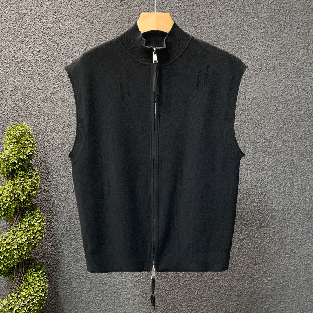 秋季新款开衫美式老钱风针织衫男潮牌时尚百搭宽松男士针织马甲