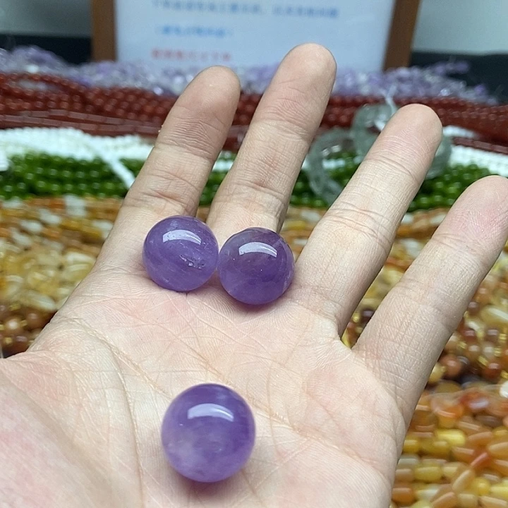 玛瑙/玉髓合金珠宝半成品一颗天然17mm薰衣紫水晶圆珠