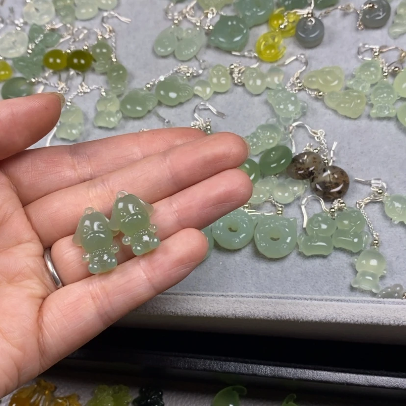 【闪购商品】蛇纹石玉挂件耳饰耳环项链未镶嵌-****