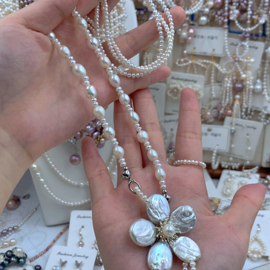 颈饰合金淡水珍珠爱****豆