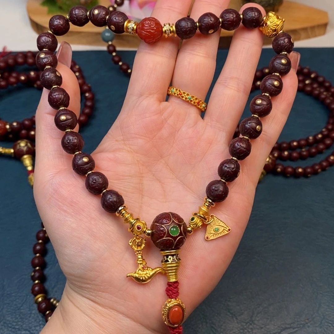 凤眼菩提手串手持金钉红满配9.5