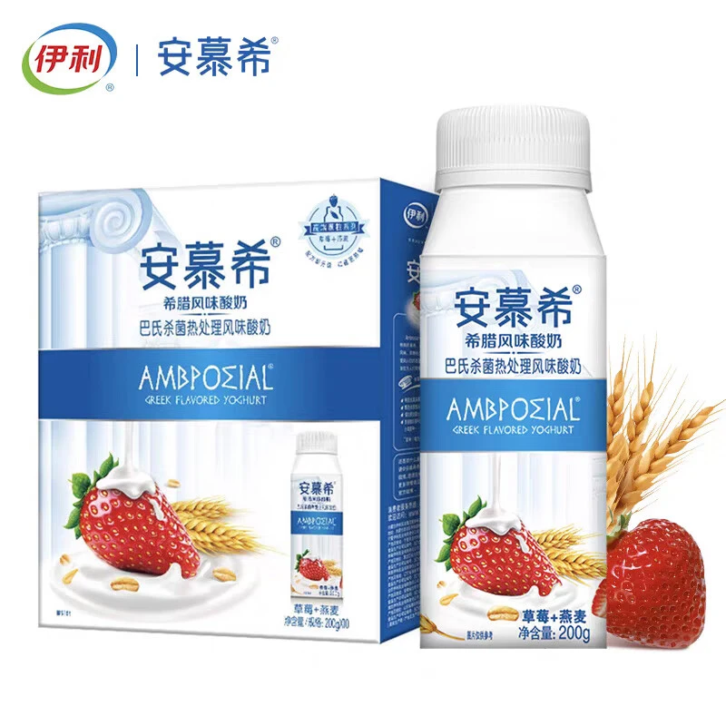 伊利安慕希希腊风味酸奶草莓燕麦 200g*10/箱
