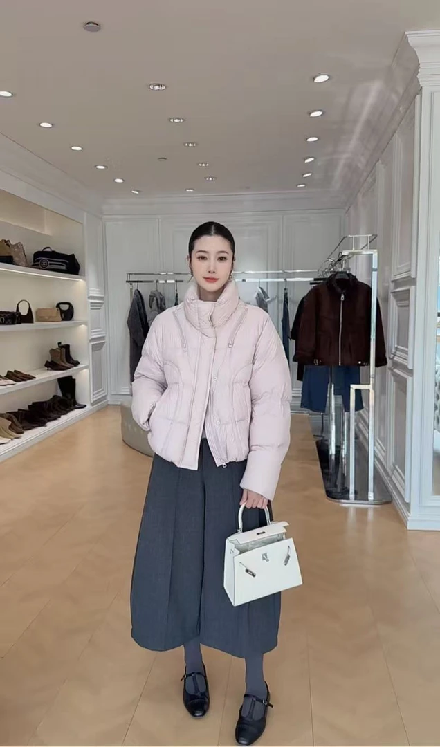 爆款泡芙款新国标90羽绒短款外套