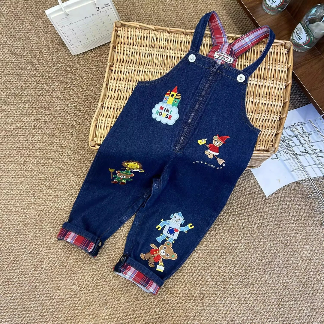 【现货】春秋miki童装牛仔背带裤组合