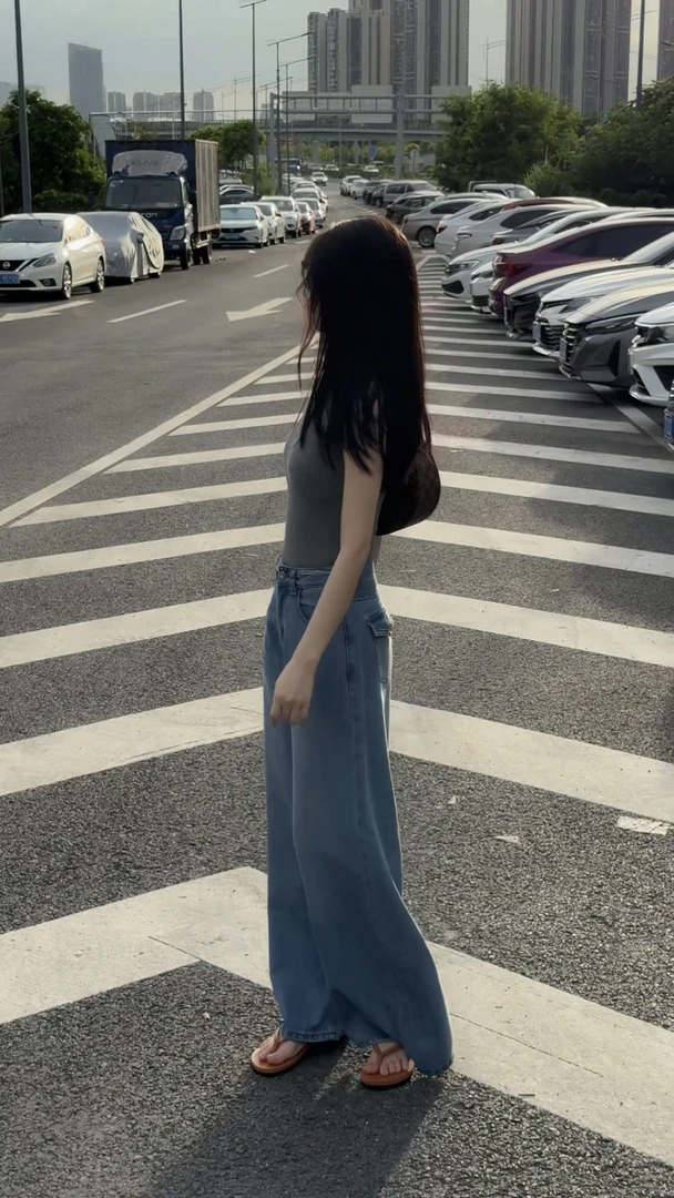 莱赛尔天丝阔腿牛仔裤女夏季凉感冰丝高腰宽松显瘦垂感直筒拖地裤