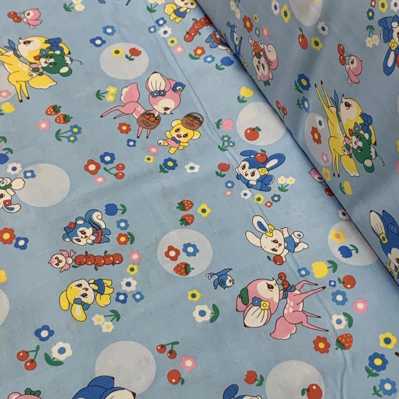 【国内现货】昭和 蓝色活泼小鹿平纹棉面料手工diy服装包袋半米