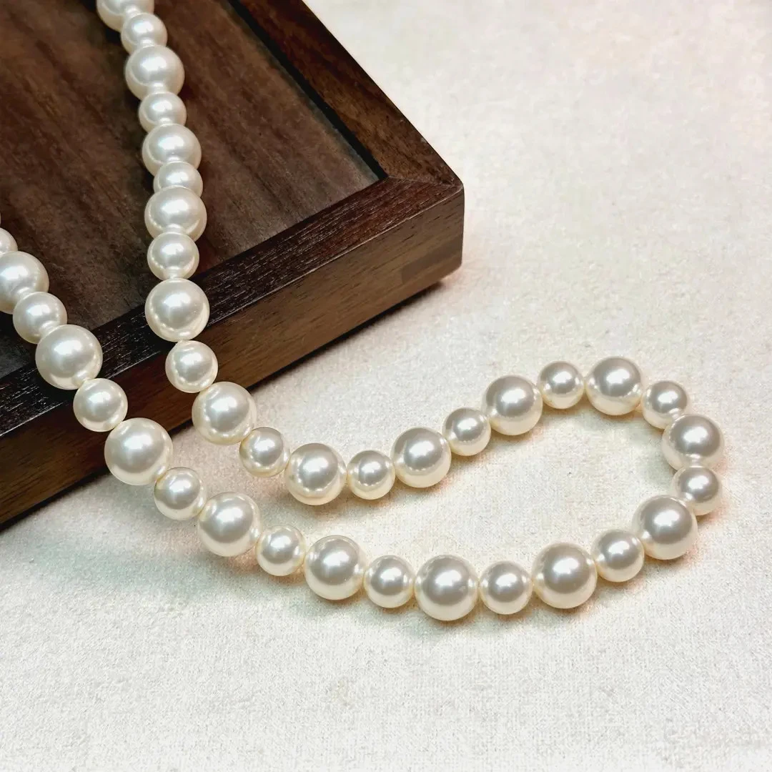 10MM 8MM 法式复古大小全珠项链 子母扣头 1457
