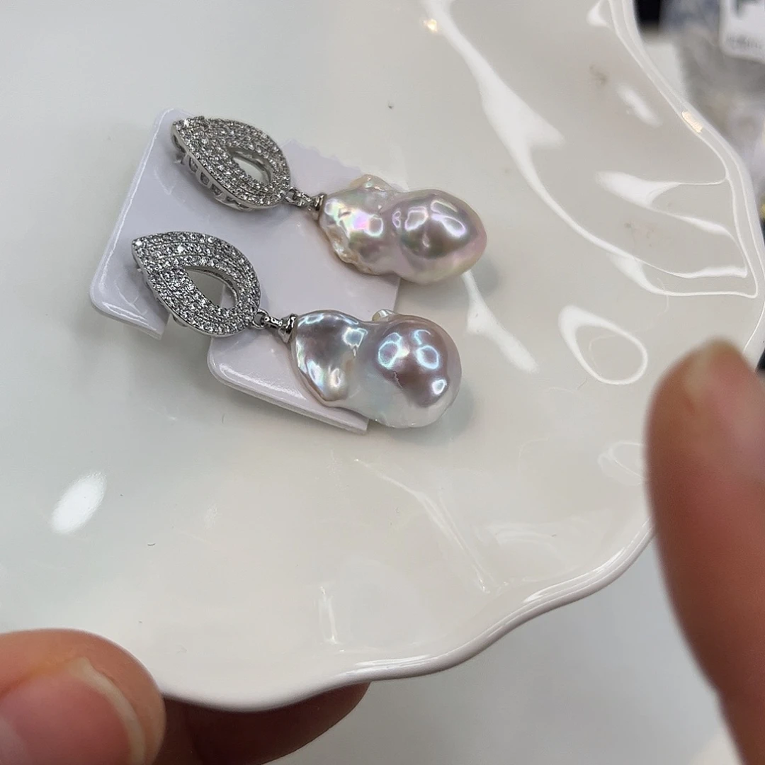 合金淡水珍珠耳饰