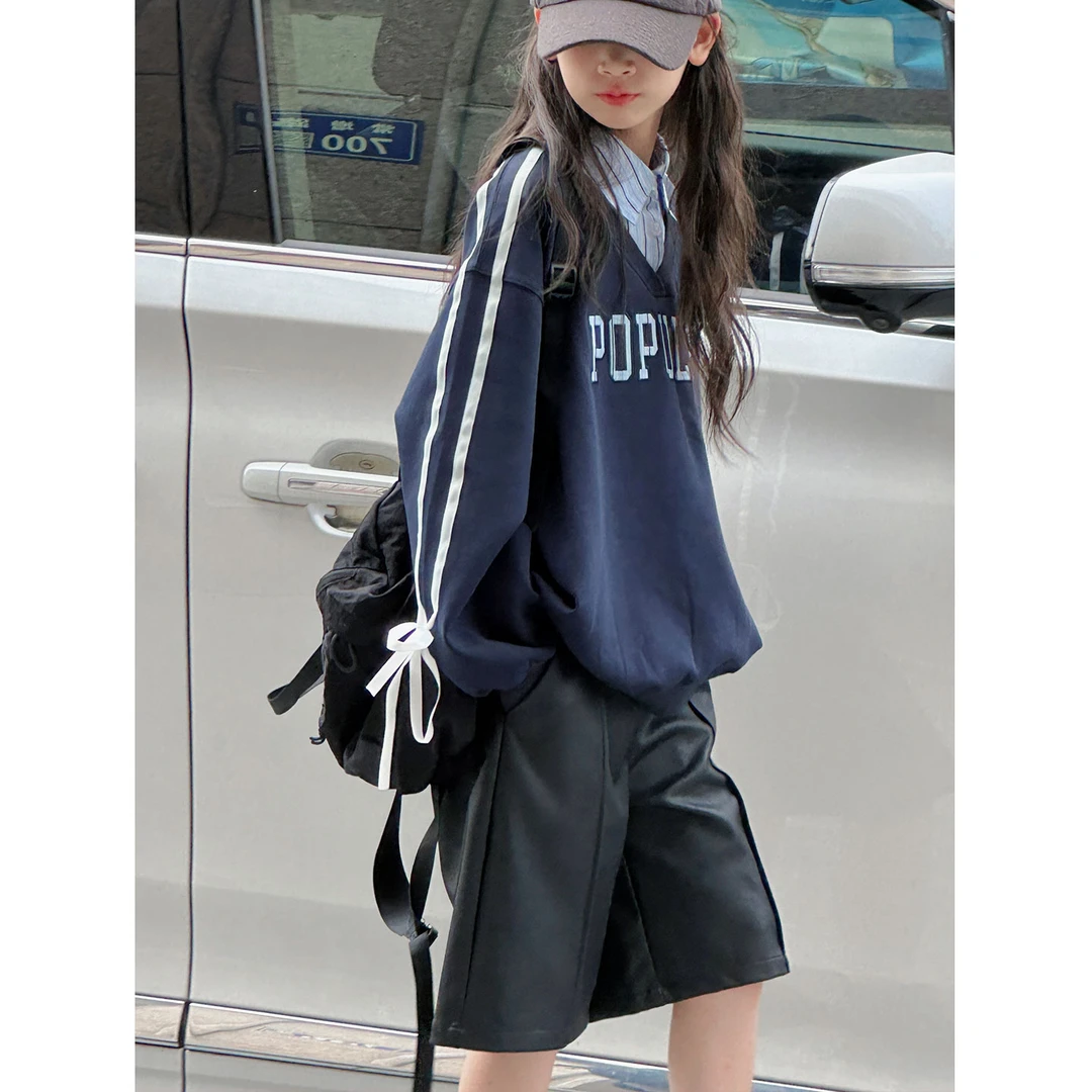 K28322孙小美学院风女童秋装卫衣儿童上衣2025新款春秋女大童衣服