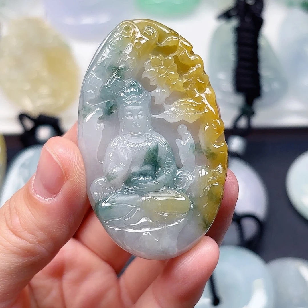 娃***º翡翠未镶嵌颈饰观音