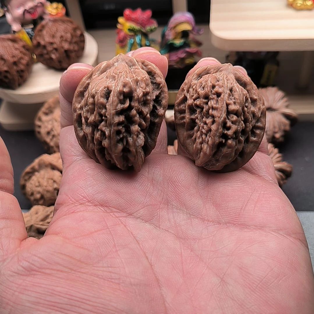 文玩核桃吊坠原装四座楼半壁子母对