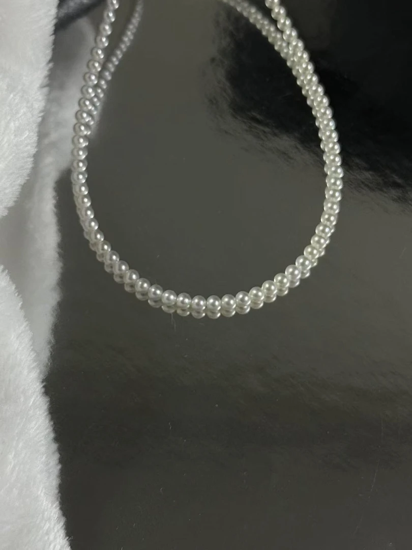 天然淡水珍珠s925银  3-4mm小米珍珠项链百搭简约气质时尚