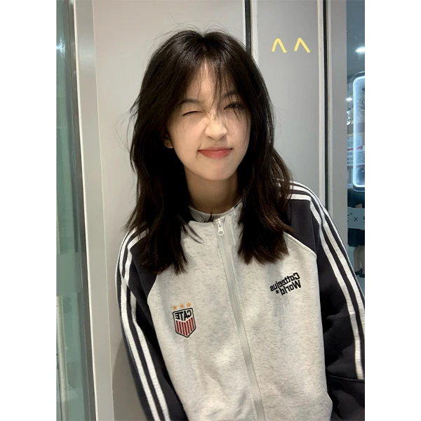 条纹拼色立领开衫卫衣男2024春秋季新款重磅潮牌复古宽松休闲外套