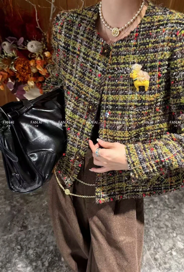 长袖开襟常规薄款女小香风短外套法式复古时尚春季