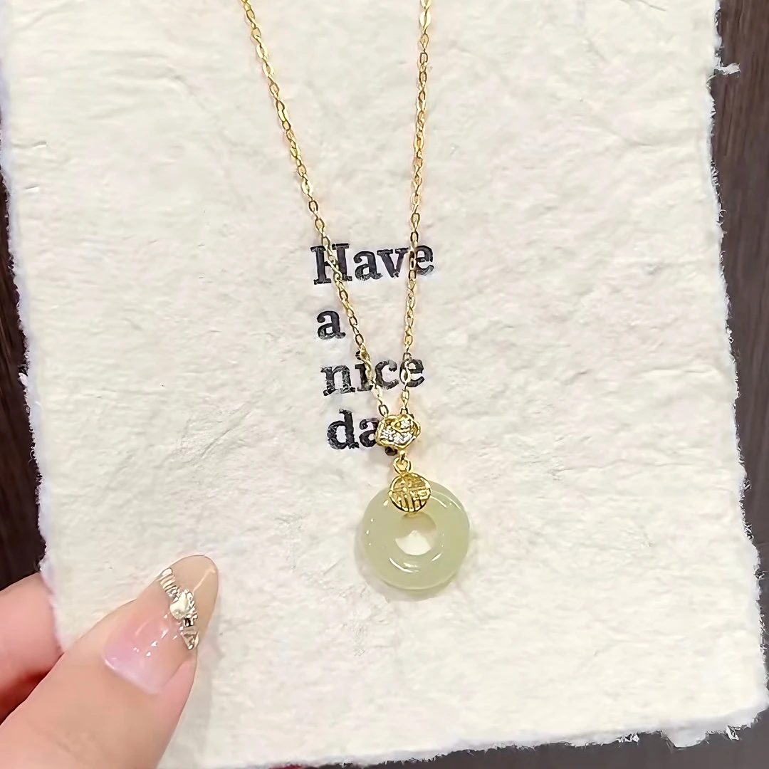 坠链均925银 福气平安扣925纯银女项链七夕情人节礼物送女友闺蜜