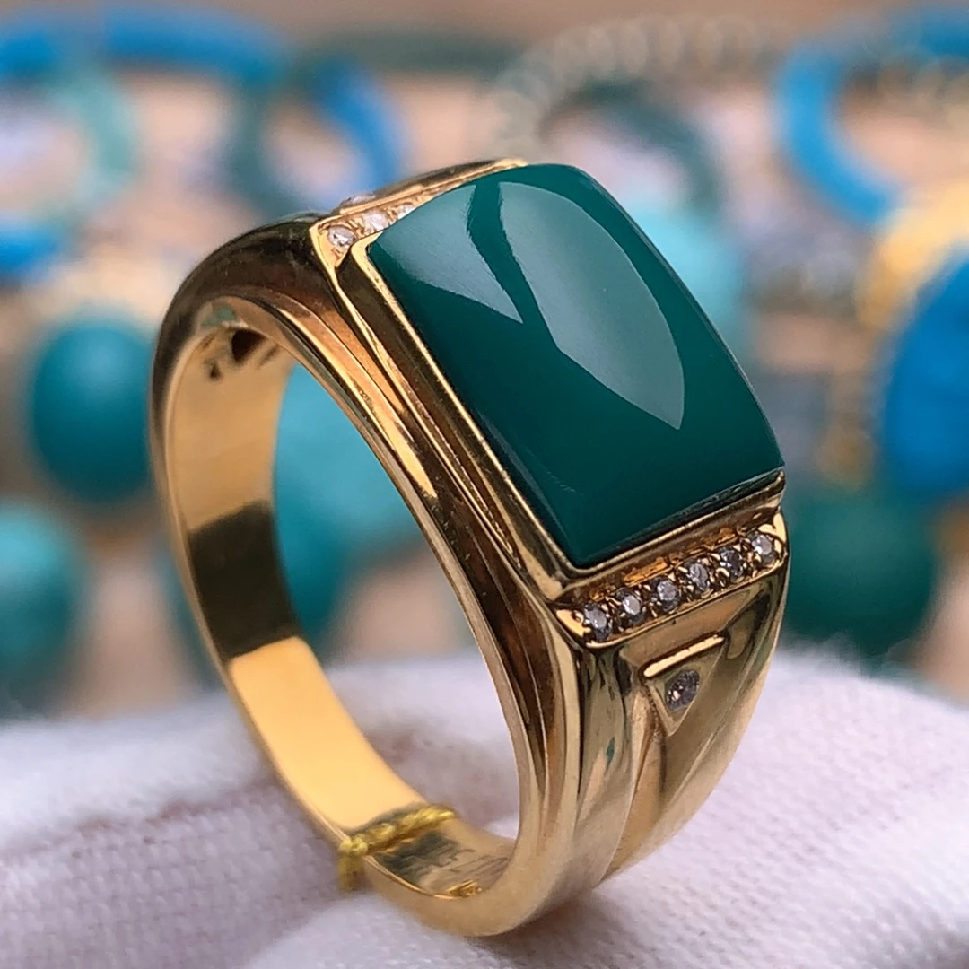 绿松石18K金镶嵌珠宝奇石