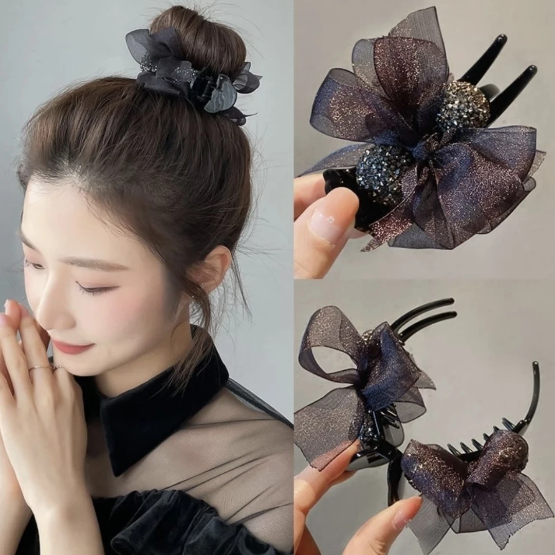 KISS MAX丸子头优雅百搭蝴蝶结简约发夹（39041）