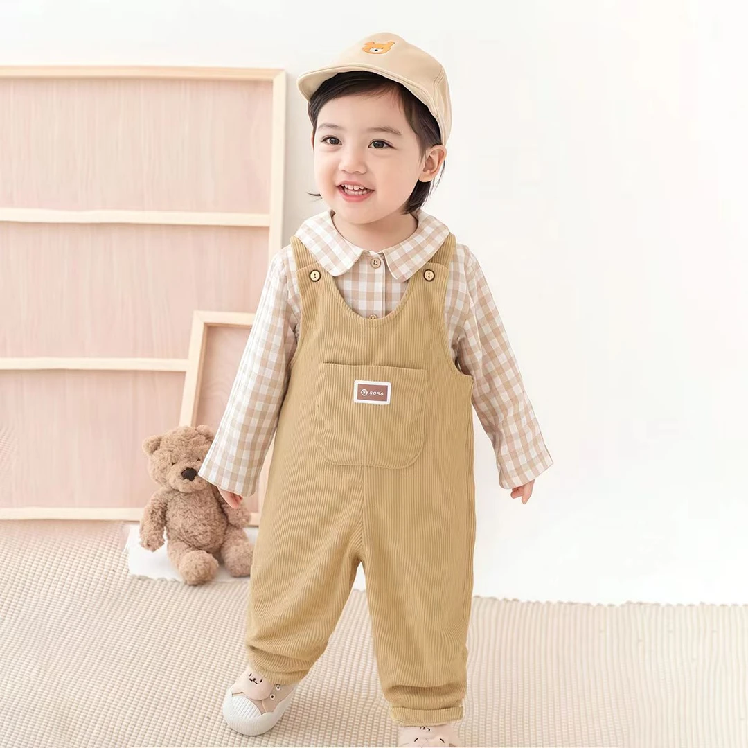 条绒秋冬季灯芯绒背带裤加绒加厚外穿婴幼儿中小童连体洋气男女童