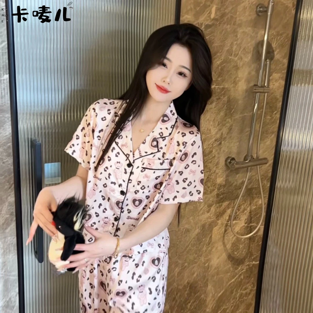 女士睡衣新款2025爆款夏款休闲显白轻奢短袖透气不褪色家居服套装