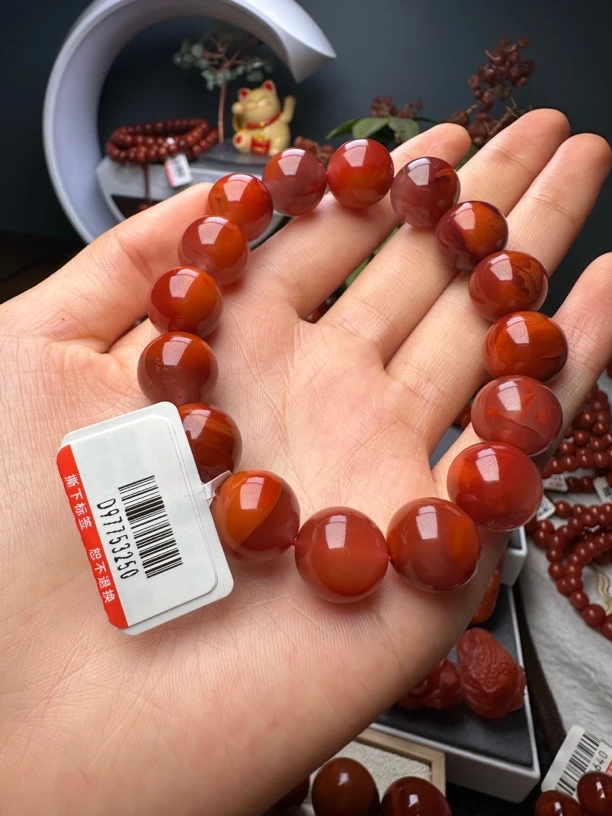 13mm瓦西玫红火焰纹手串